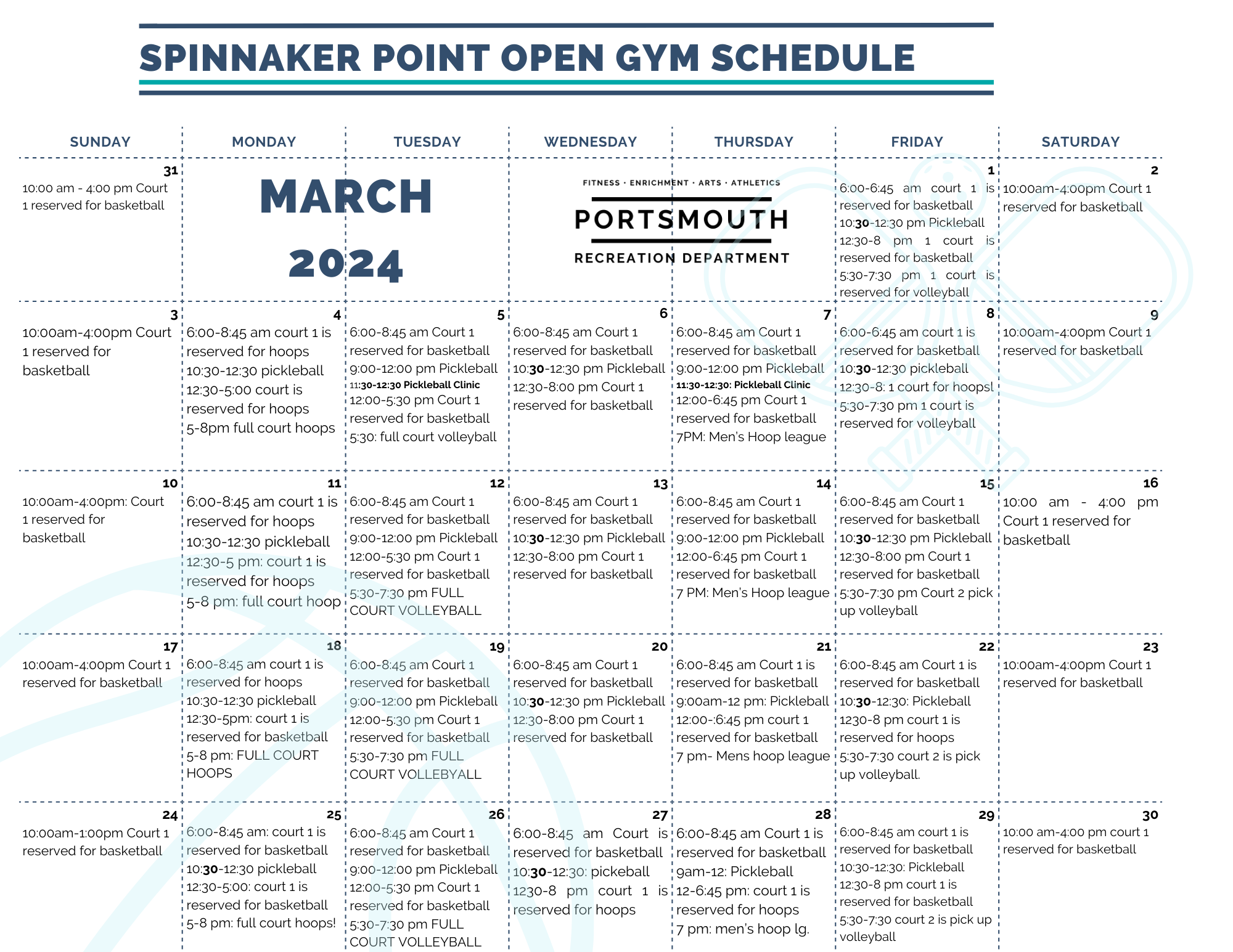 Spin Open Gym Schedule
