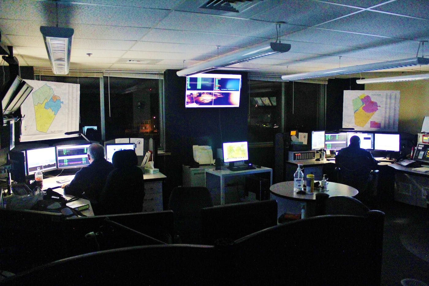 Police Dispatch room at night