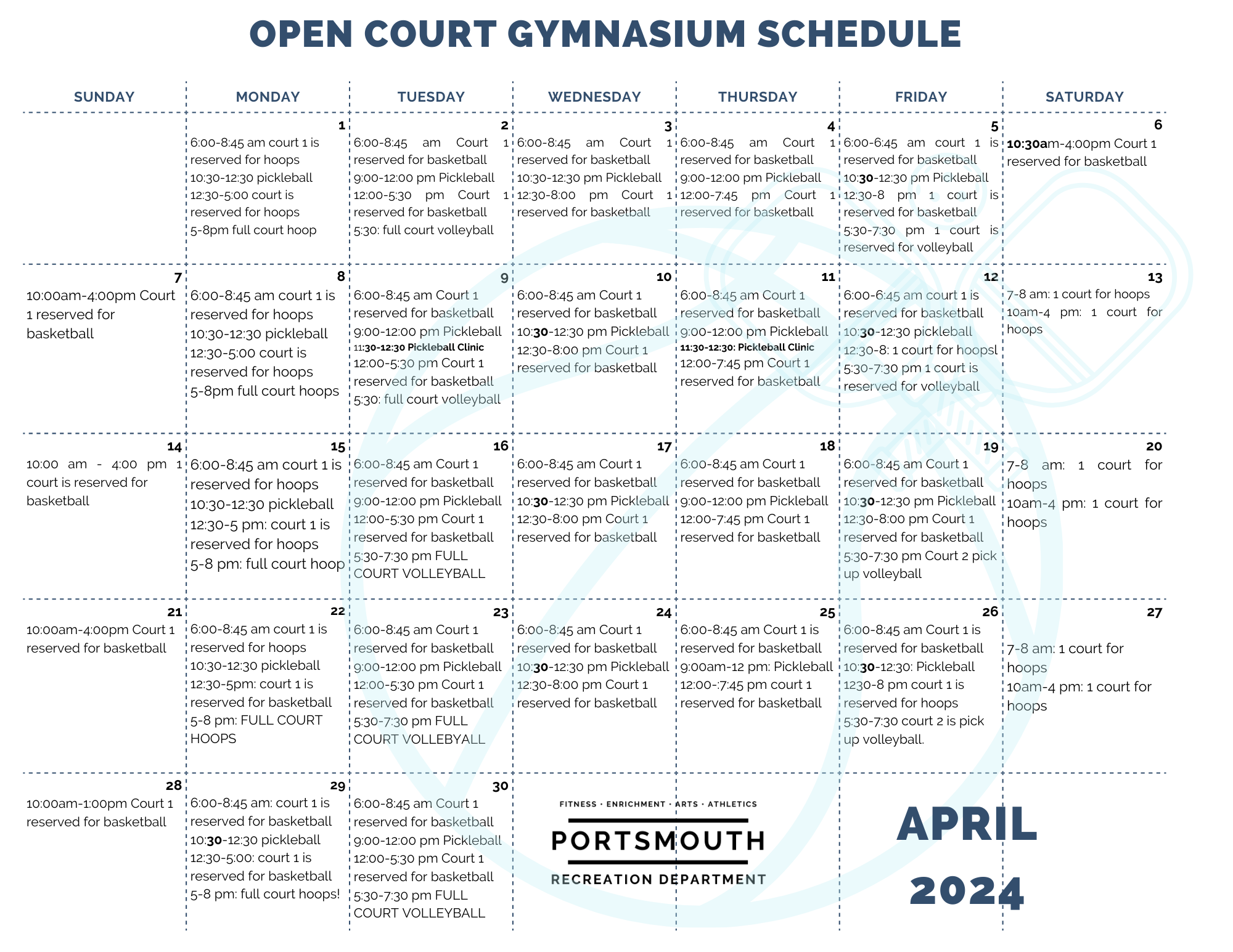 Spin Open Gym Schedule