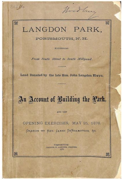 Langdon Park Dedication Program 1876
