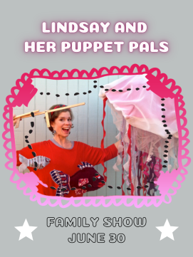 Lindsay and her puppet pals -- link to registration 