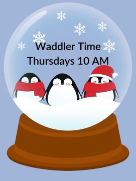 Snow globe with penguins-- link to online calendar