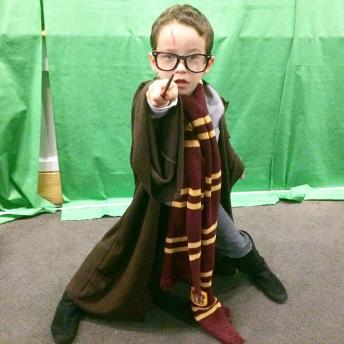 Kid in Harry Potter Costume
