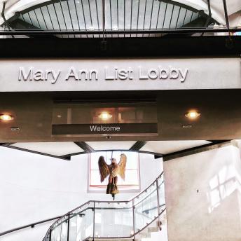 Sign dedicating the library lobby to Mary Ann List