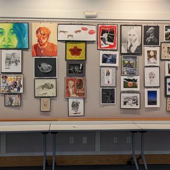 Student art in the Levenson Room