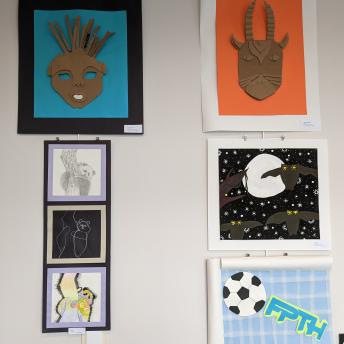 Student art in the Levenson Room
