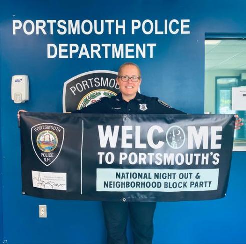 Portsmouth Police Department Officer Lynn Thomas helps get the word out.