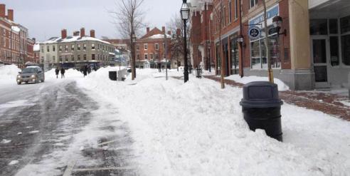 Downtown snowy street