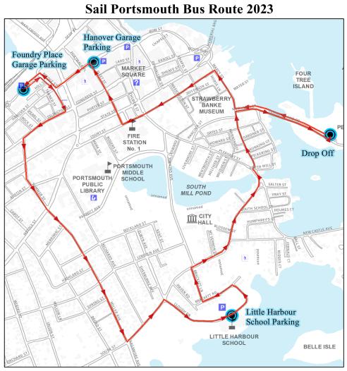 Sail Portsmouth free shuttle map