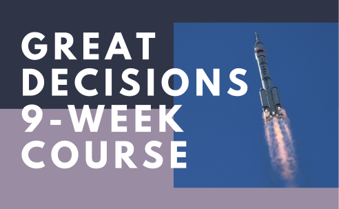 Great Decisions 9-Week Course (with image of rocketship)
