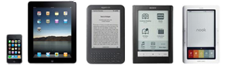 iPhone, iPad, Kindle, Sony Reader, and a Nook